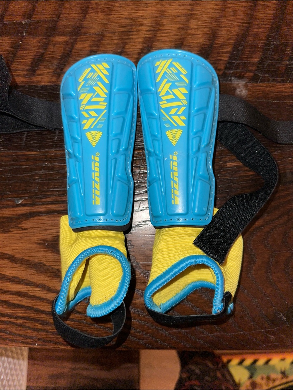 Kids Blue and Yellow soccer  Shin Guards - Unbranded